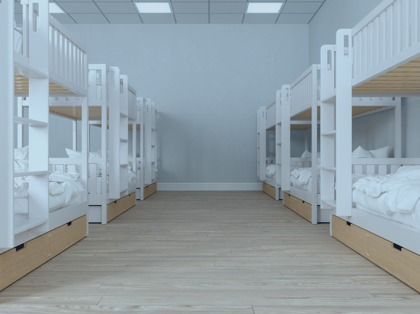 Room of bunk beds